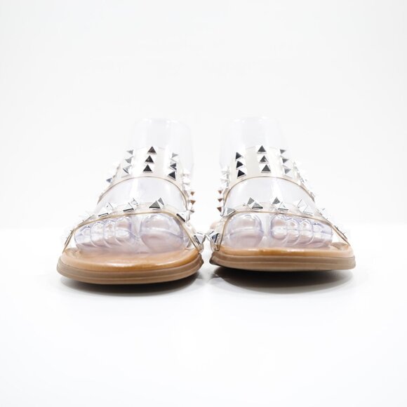 Steve Madden Unini Clear & Silver Studded Flat Slide Sandals - 8.5 - Picture 2 of 7